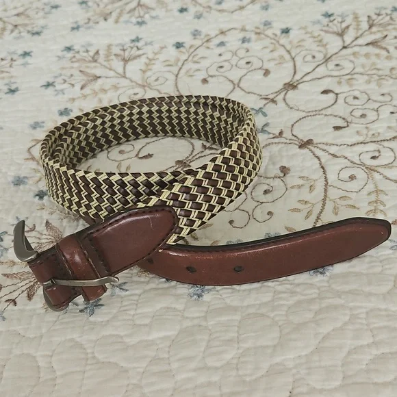 Vintage Genuine Leather Men's Belt With Cord Braids Size 34 - Picture 11 of 12